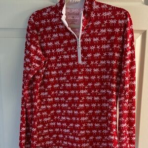 Stylish Red and White Long Sleeve Women's Top